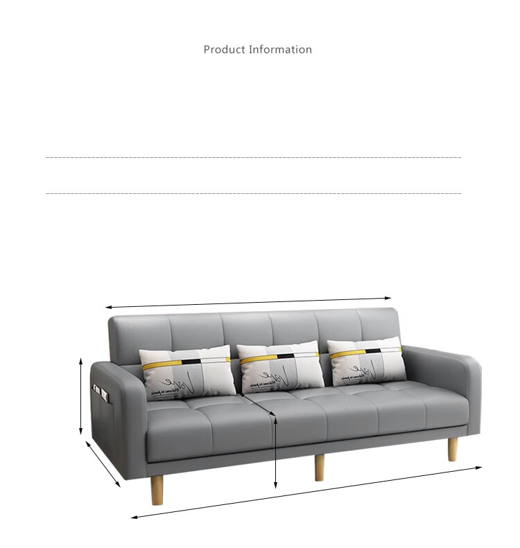 Huakaizhixing Sofa Bed, Dual-Purpose Folding Sofa And Bed, Two-Seater, Tech Fabric Sofa S96, Gray Tech Fabric, 2 Meters 16