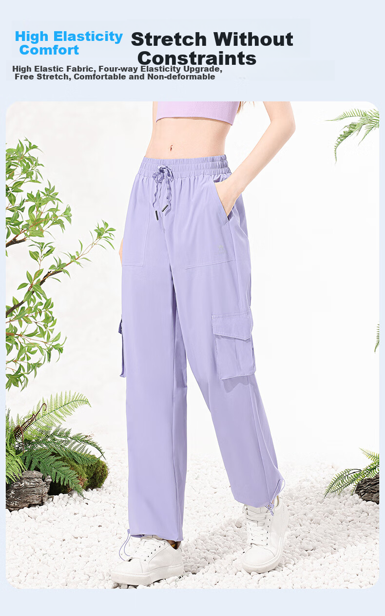 CAMEL Ice Cooling Sun Protection Workwear Women's Casual Outdoor Sports Long Pants Y25BAVLZ006 Hibiscus Pink XL 2
