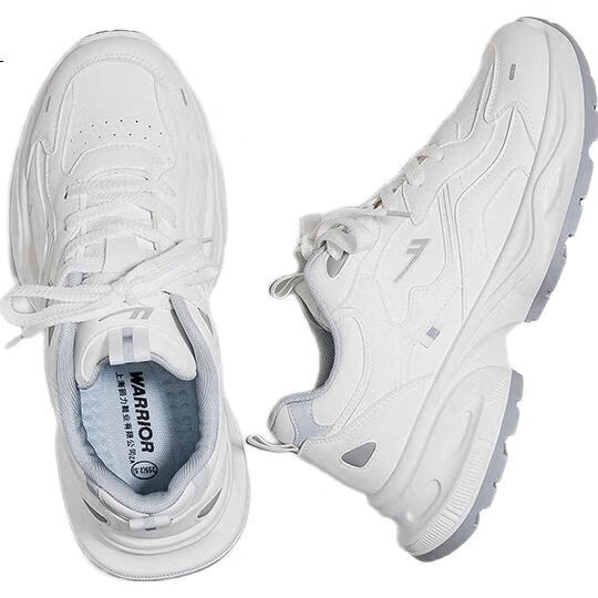 Warrior Official Men's Shoes, New Winter Leather Dad Shoes for Men And Women, Casual Sports Shoes, White And Gray, Size 44