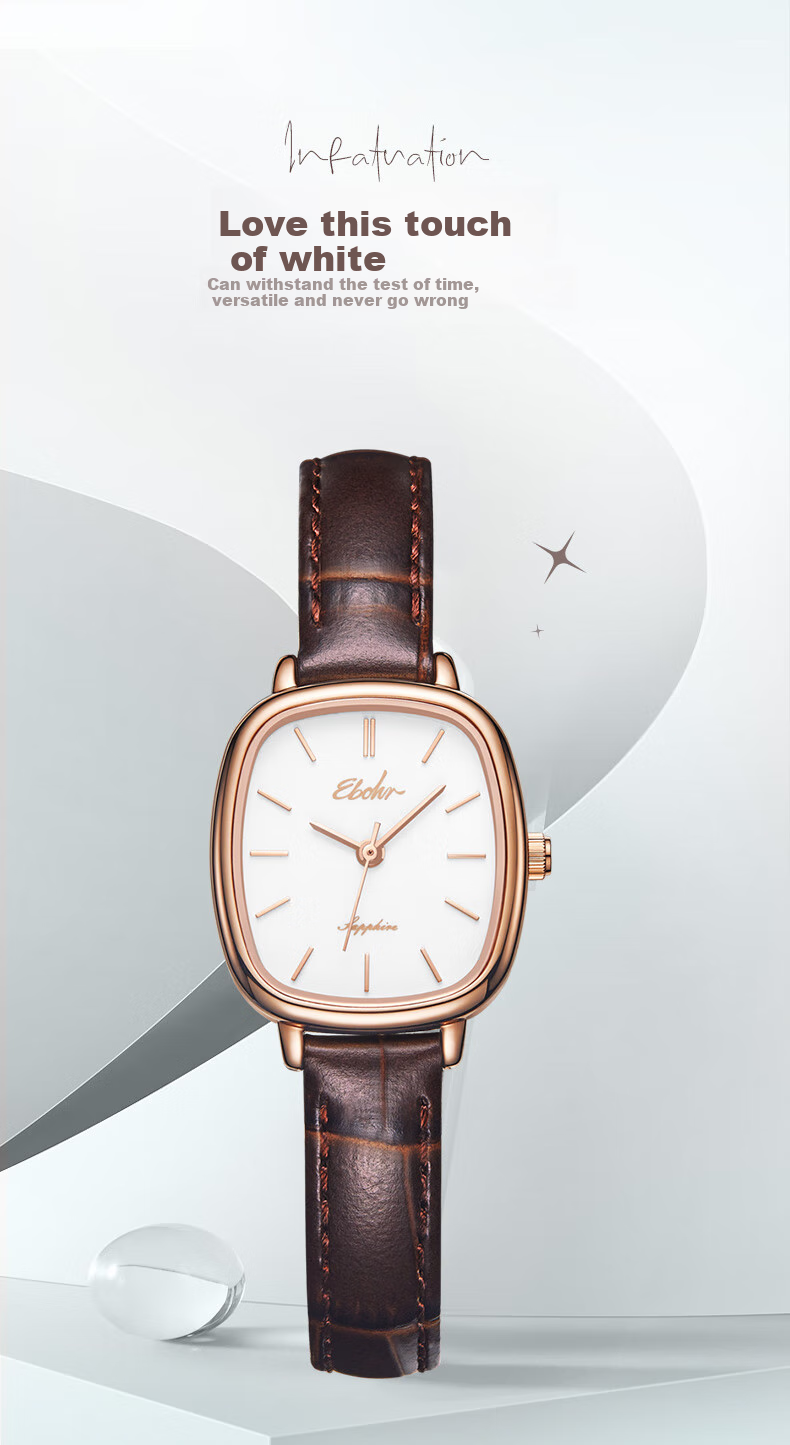 EBOHR Women's Watch, Kana Series, Fashionable White Dial Quartz Ladies Watch, Gift for Girlfriend's Birthday Or Mid-Autumn Festival, Model 51653446 3