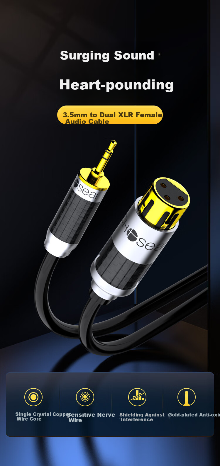 CHOOSEAL (CHOSEAL) Audiophile-Grade 3.5mm to XLR Female Single Crystal Copper Audio Cable, Computer Microphone Sound Card Mixer Speaker XLR Connection Cable, 3 Meters, QS9907T3 1