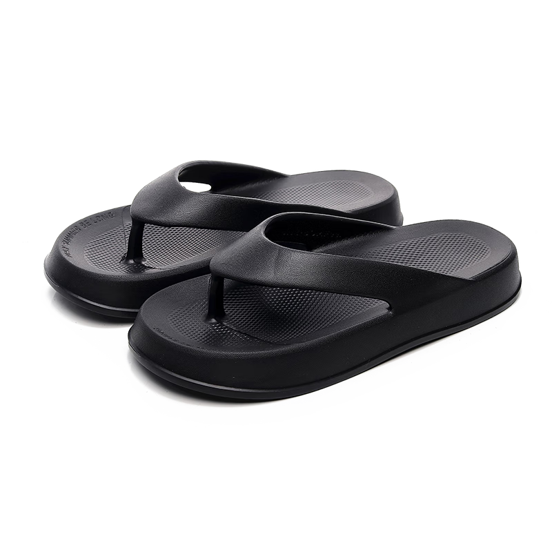 XGGC Large Size Flip-Flops for Men, Summer Outdoor Wear, Non-Slip Casual Beach Couple Thick-Soled EVA Sandals, Off-White, Size 35-36