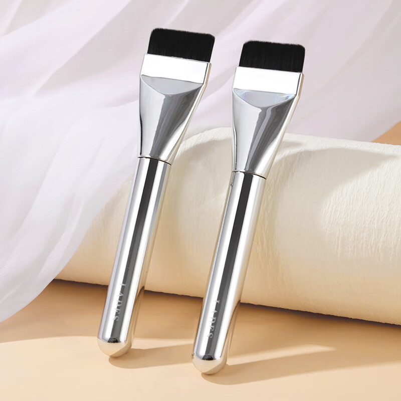 LADES Flat-Top Single Foundation Brush, Makeup Tool, Silver