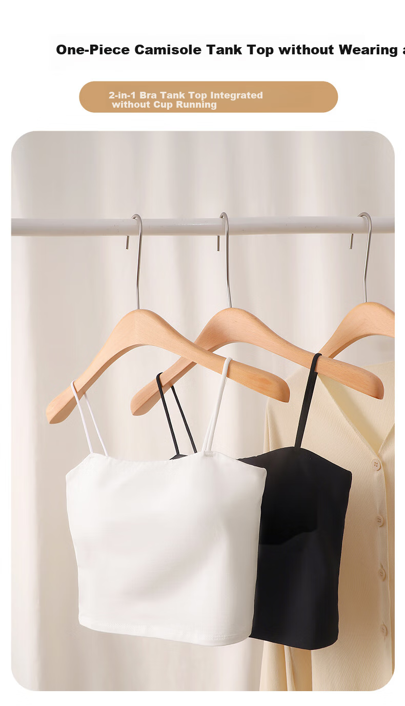 LangSha Camisole Tank Top for Women with Built-In Bra Pads, Sexy Backless Vest, Inner Wear, One-Piece Camisole Bralette 1
