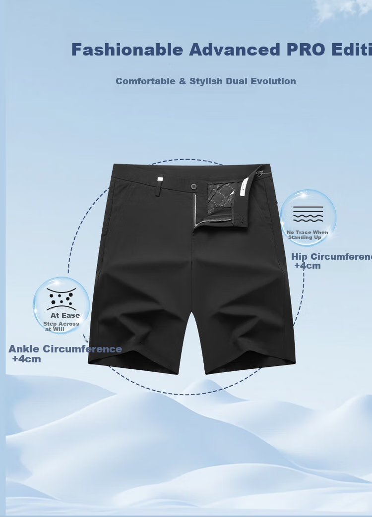 DANCING WOLVES [Cool Mulberry Silk] Four-Way Stretch Summer Commute Versatile Casual Shorts for Men, 001 Black, Size 38 4