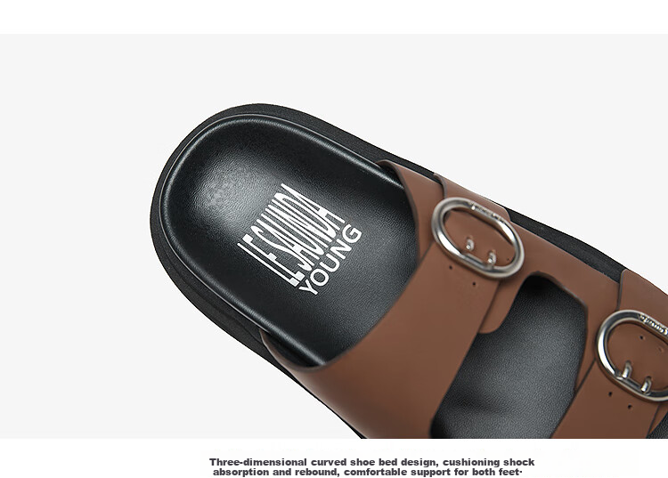 Le Saunda Y Series Casual Round Toe Beach Shoes, Thick-Soled Slide Sandals for Women, Outdoor Slippers 5M41501, Light Coffee Color LBL, Size 38 4