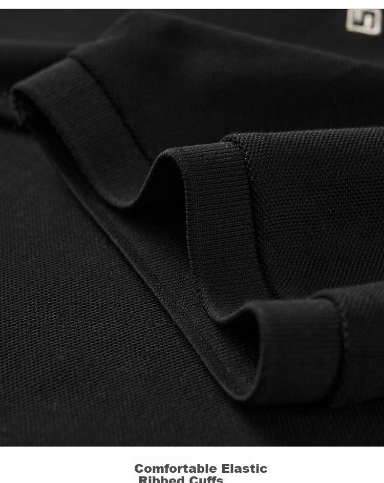 DANCING WOLVES [Ice Oxygen Bar & 7A Grade Antibacterial] Summer Dotted Embroidery Men's Short-Sleeve POLO, 001 Black, L(175) 14
