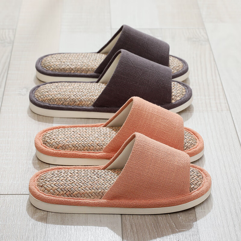 XGGC Malan Grass Linen Summer Indoor Floor Breathable Slippers for Men and Women Pink Size 38-39