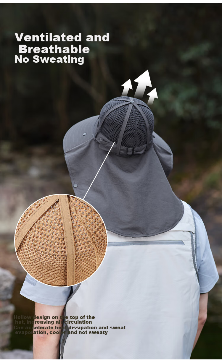 GLO-STORY Men's Summer Outdoor UV Protection Breathable Sunshade Bucket Hat with Ice Silk Face Mask for Women 2