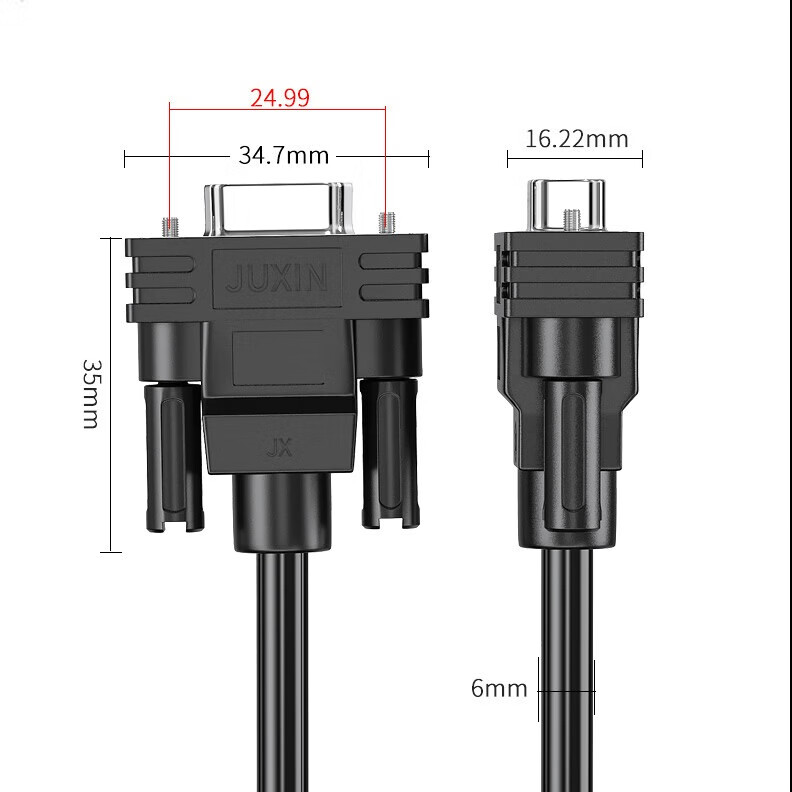 Кабель JUXIN DB9 Female Connector с кабелем, одножильный кабель DB9 с трубкой для маркировки, 9-контактный последовательный порт RS232, соединительный провод DB9 к клемме, 9-жильный двойной экранированный кабель данных, 1 метр