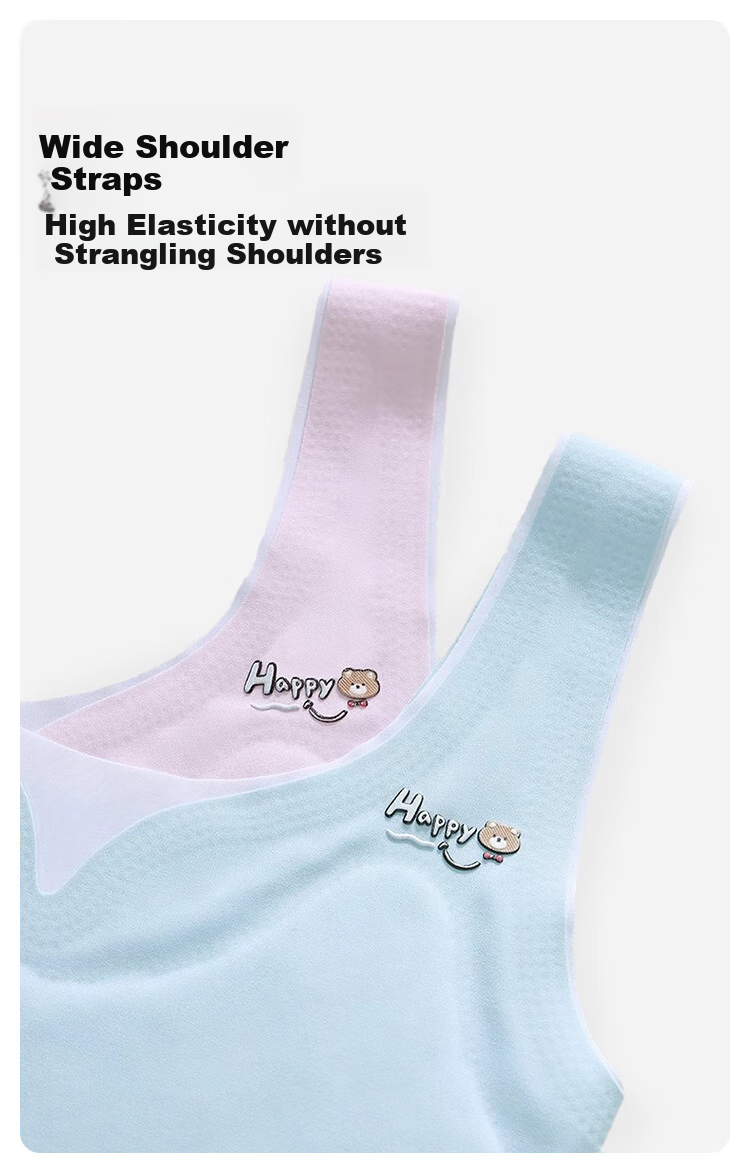 FitonTon Girls' Underwear, Seamless Bra with Fixed Cups, Sports Bra for Puberty, Anti-Shock Bra for Middle School Students, Children's Thin Underwear 8