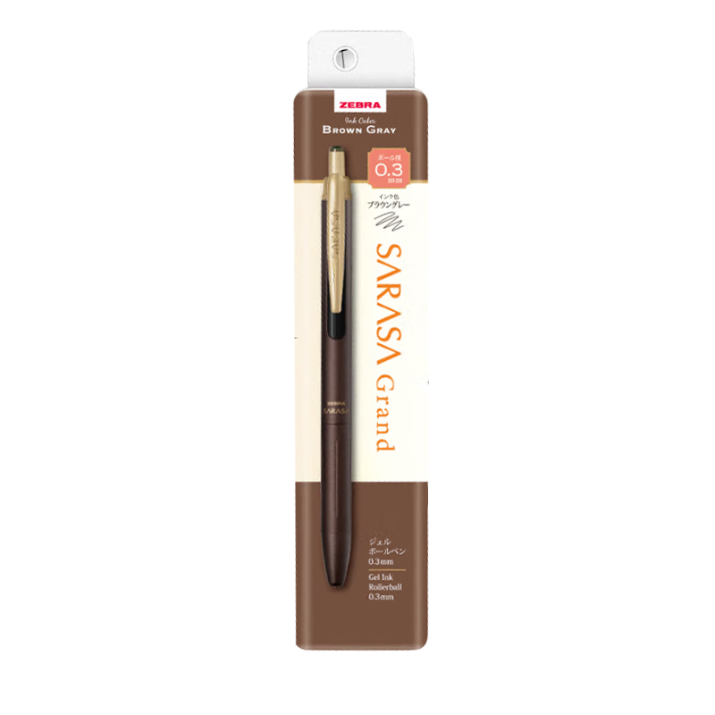 ZEBRA JJH57 Premium Pen Retro Series, 0.3mm Retractable Gel Pen with Bullet Tip, Business Signing Pen, Office Pen, Brown-Gray Color, Single Pen Pack
