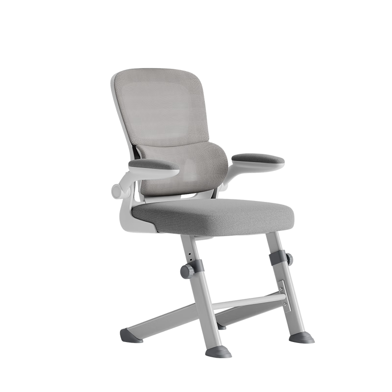 Deli KF267 Computer Chair, Study Chair, Student Writing Chair, Home Office Chair, Adjustable Height with Foldable Armrests (Gray)