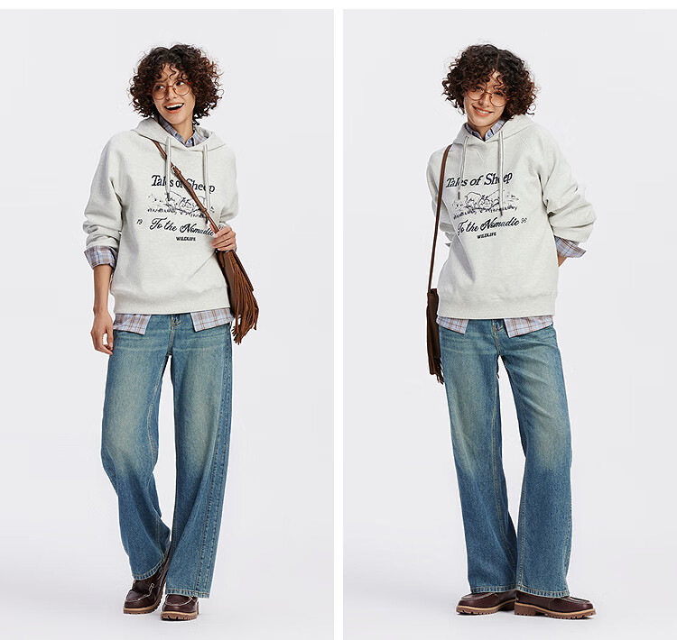 Semir Kazakh Embroidery Hoodie Women Raglan Sleeve Loose Fit 2025 Autumn 101525116022 4