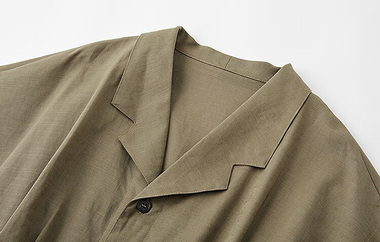 Dme [Smooth Linen Cotton Bamboo Blend] Summer Elegant Office Wear Lapel Tie Three-Button Short-Sleeve Women's Dress 9