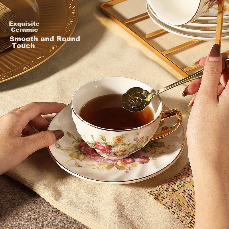 Mongdio Coffee Cup Set, Guose Tianxiang Coffee Cups, Light Luxury High-End Wedding Housewarming Gift Box Set