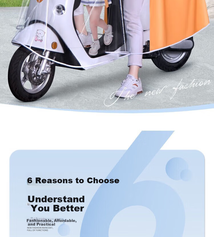 Geshu Parent-Child Raincoat, Electric Bike Two-Person Mother-Son Long Style, Full-Body Protection against Heavy Rain, for Men And Children, Cycling Poncho 2