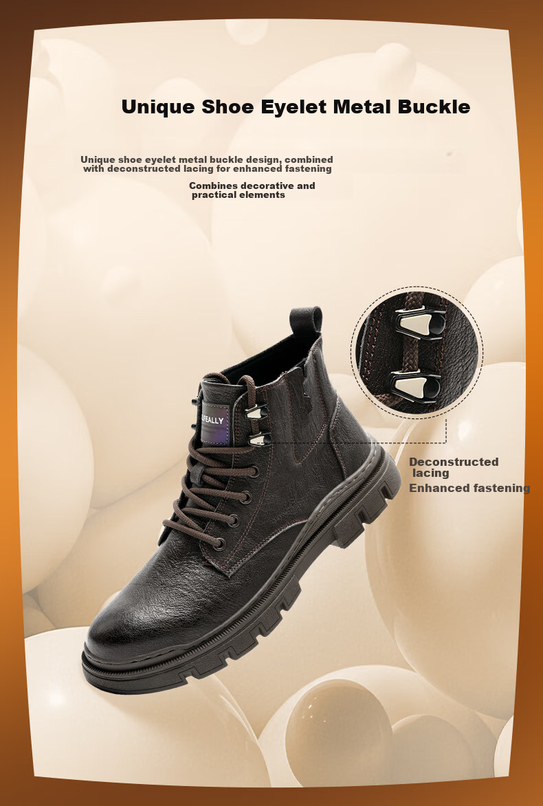 HLA Martin Boots, Men's Casual Shoes, Autumn And Winter Work Shoes for Men, HAAGZM4AB70567, Black with Fleece Lining, Size 41 6