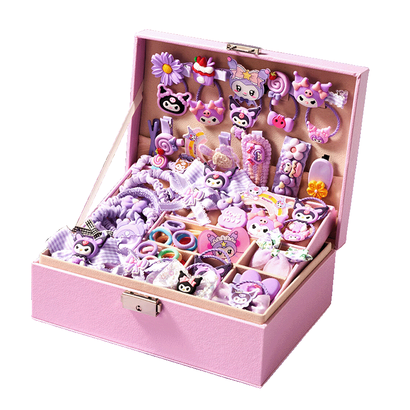 Cawndilla Families Children's Jewelry Box Toy, Storage Box for Girls Aged 3-6 Hair Accessories Set, Birthday Gift for Girls