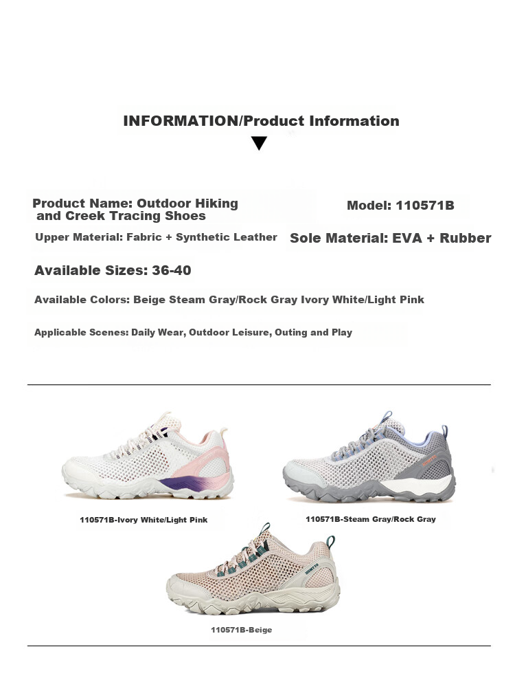 HUMTTO Women's Summer Outdoor Stream Trekking Shoes, Breathable Mesh Casual Hiking Shoes for Water Wading, Ivory White/light Pink, Size 36 10