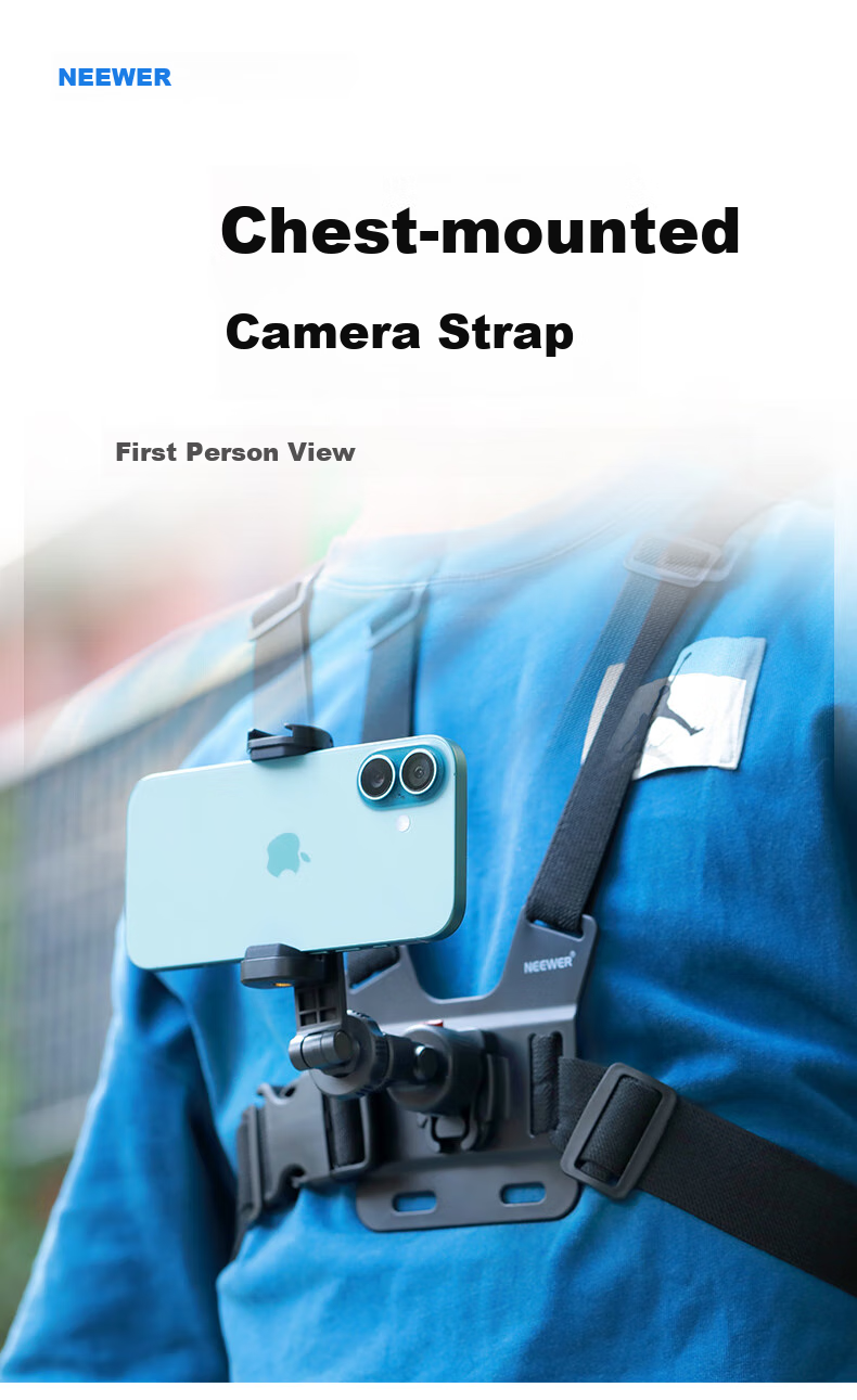 NEEWER Action Camera Vest Strap Compatible with DJI GoPro Insta360 Chest Mount Quick Release Bracket for Phone Outdoor Cycling Photography Accessory 1