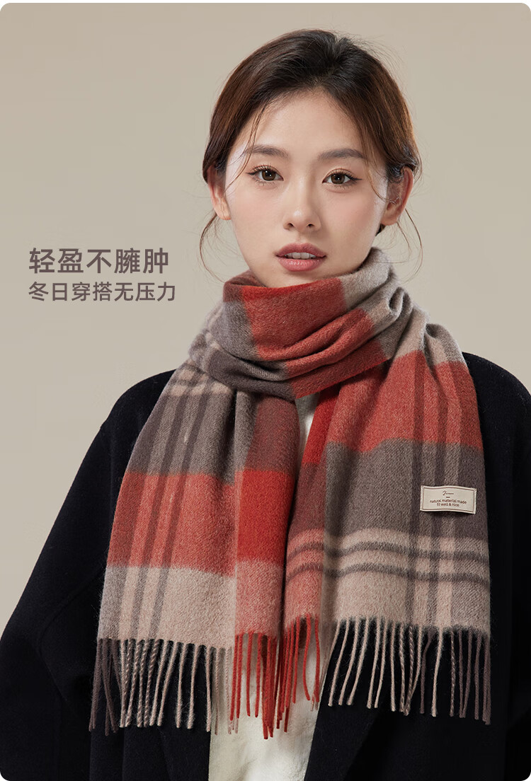 JIUMU 100% Cashmere Scarf for Women, Autumn And Winter Shawl, Warm Neck Wrap, Gift for Girls, Mid-Autumn Festival Birthday Present, Gift Box Set 4