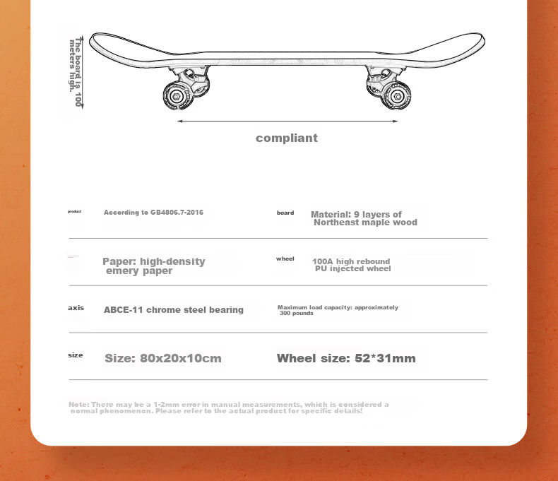 SWAY Professional Skateboard, Four-Wheel Double-Kick Children's Scooter, Adult And Youth Skateboard for Men And Women, Beginner Street Cruising Board KH23BS 16