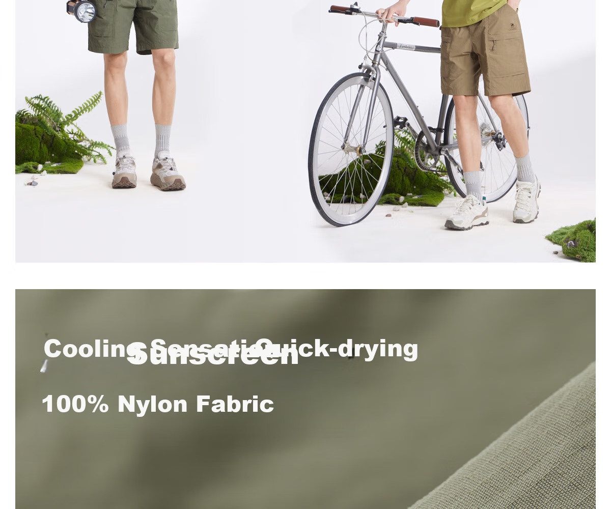 CAMEL Men's Cooling Workwear Shorts, Summer Sun Protection, Loose Straight-Leg Quick-Dry Casual Five-Point Pants M15BD00012 14