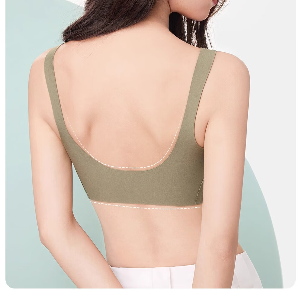 BOPRUIEY Women's Seamless Fixed Cup One-Piece Vest Large Bust Minimizing Wireless Plus Size Sports Bra 21