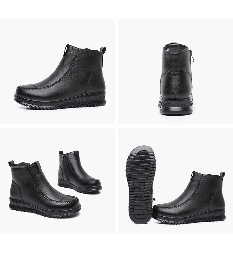 Anglerfish Old Beijing Women's Cloth Shoes Cotton Shoes Thickened Pure Wool Mom Shoes Waterproof Northeast Snow Boots A8003 Black 37 3