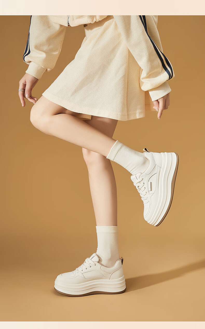 DAPHNE Women's White Sneakers 2026 New Spring Casual Thick-Soled Sports Shoes Women's Skate Shoes 10