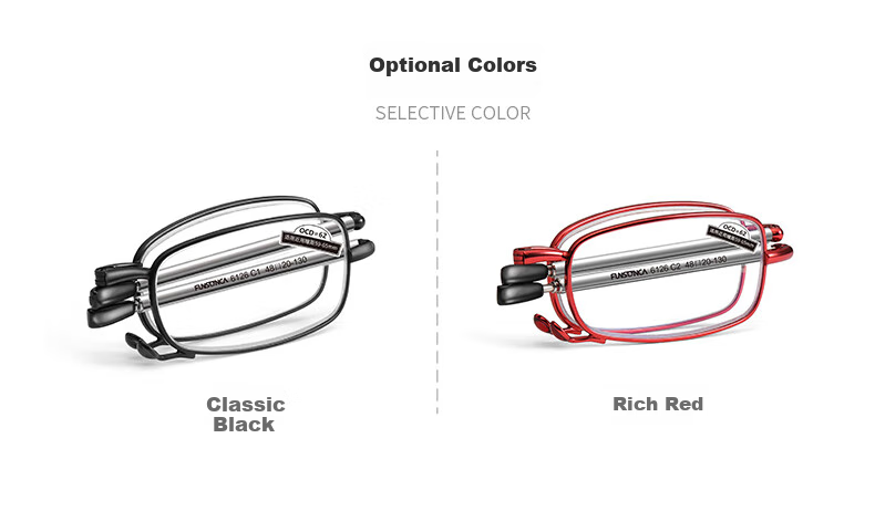 Funsonca Anti-Blue Light Foldable Swiss Imported Material Reading Glasses, Lightweight Matchbox Portable 6126 Red 300 Degree 8