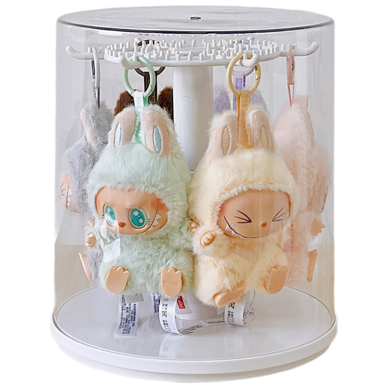 MESHD Labubu Hanging Display Box Rotating Transparent Labubu Plush Doll Figurine Blind Box Storage Display Stand