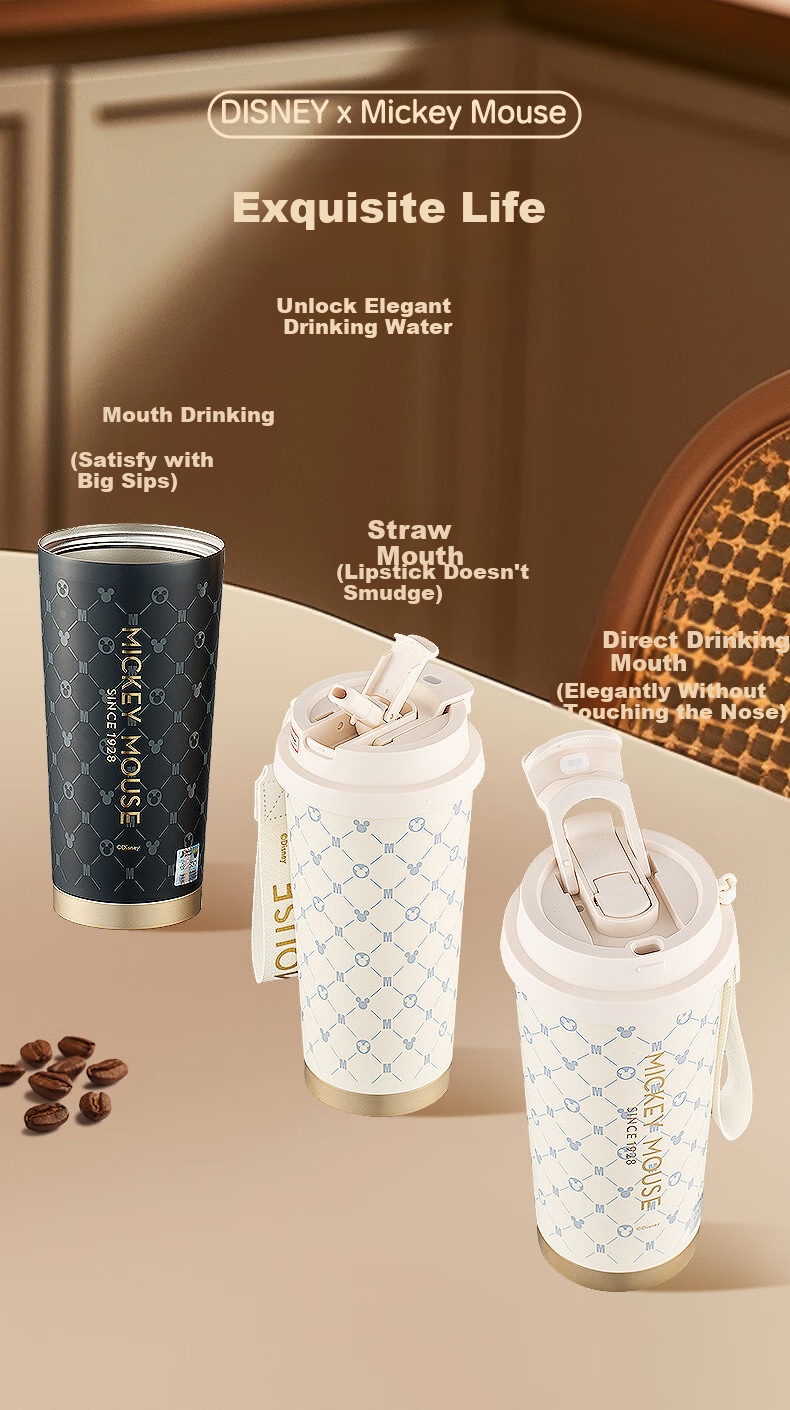 Disney Insulated Mug, Large Capacity Coffee Cup, Portable Travel Cup, 316 Food-Grade Stainless Steel Gift, 500ml 5