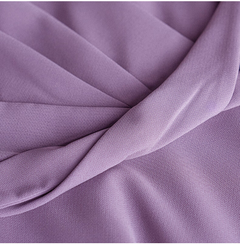 ROEYSHOUSE Slim Waist Twist Knot Dress Summer Elegant Puff Sleeve Mid-Length Dress 06439 Light Purple M 12