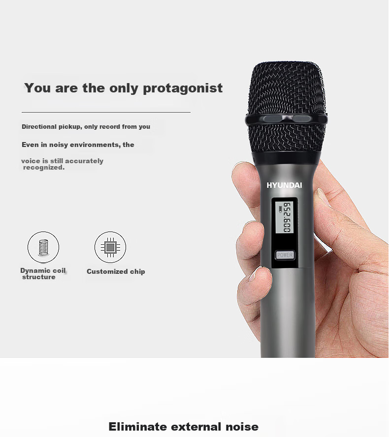 HYUNDAI One-to-Four Wireless Microphone Dual Handheld Dual Gooseneck UHF High-Fidelity Anti-Interference Auto Frequency Matching Anti-Howling Conference Room Podium Speech Training Broadcasting 10