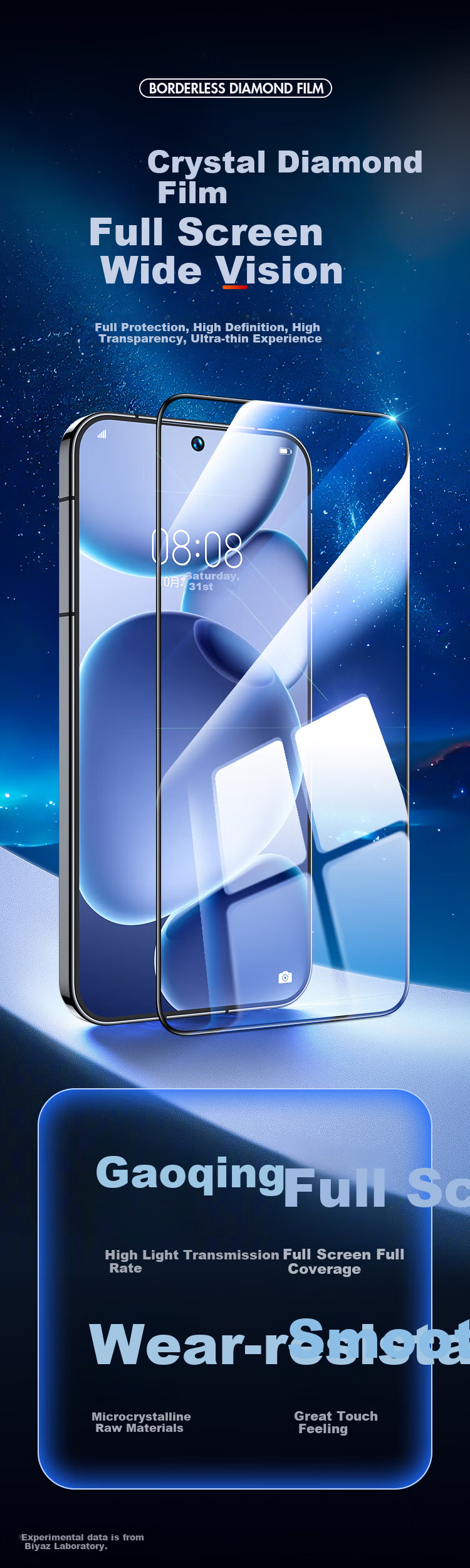 BIAZE Tempered Glass Screen Protector for Huawei Pura80/70, OPPO FindX8s+/X8 [2-Pack] HD Anti-Scratch Wear-Resistant Anti-Fingerprint Glass Protective Film JM975 2