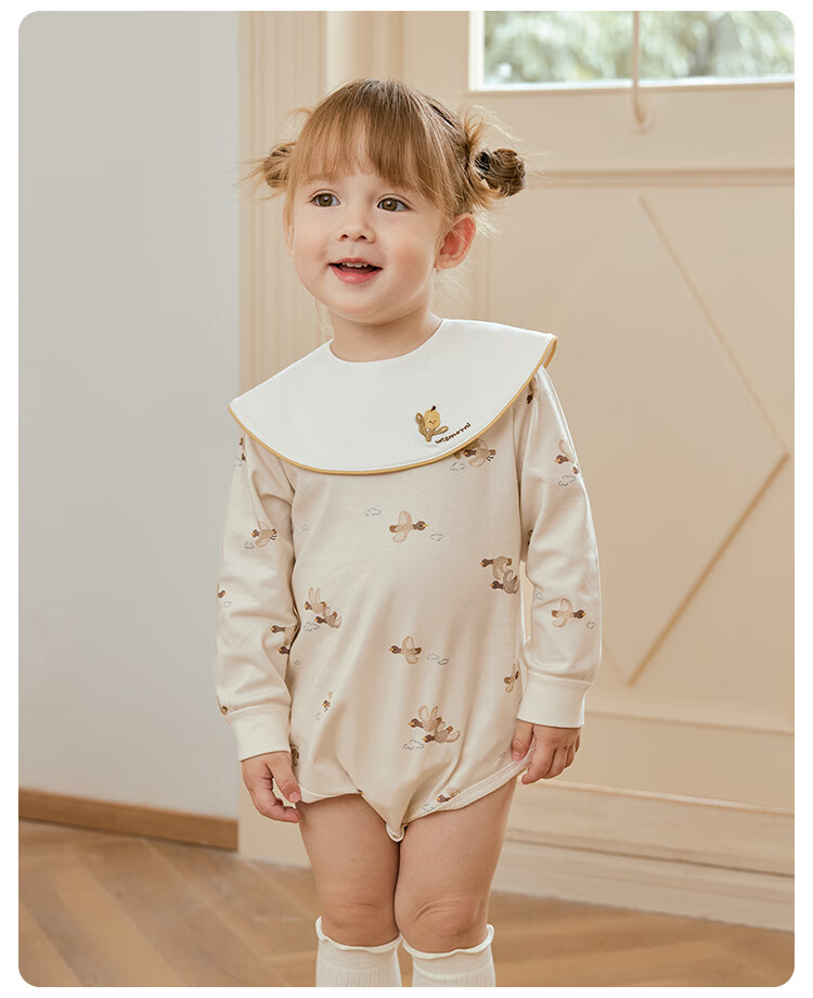 Weishi Muni Baby Romper Spring and Autumn Infant One-piece Long Sleeve Cute Triangle Bodysuit 1