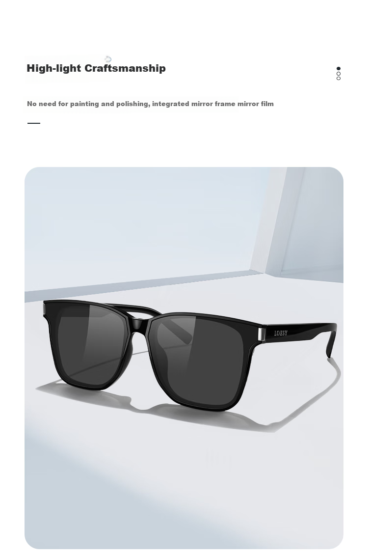 LOESY TR90 High-Contrast Square Polarized Sunglasses for Men And Women, Stylish Versatile UV400 Protection for Driving, Casual Sunglasses 2