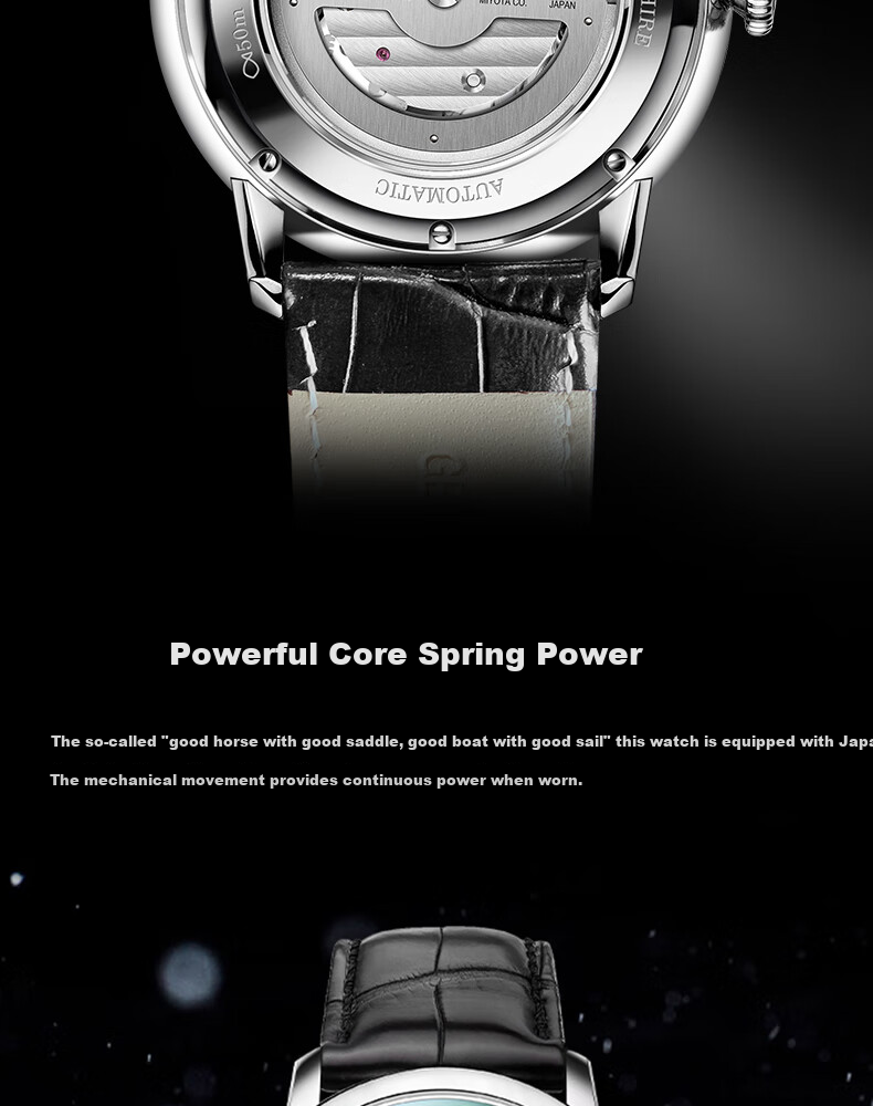 LOBINNI Men's Mechanical Watch, Luminous Casual Waterproof Back-Transparent Wristwatch for Men 18087 15
