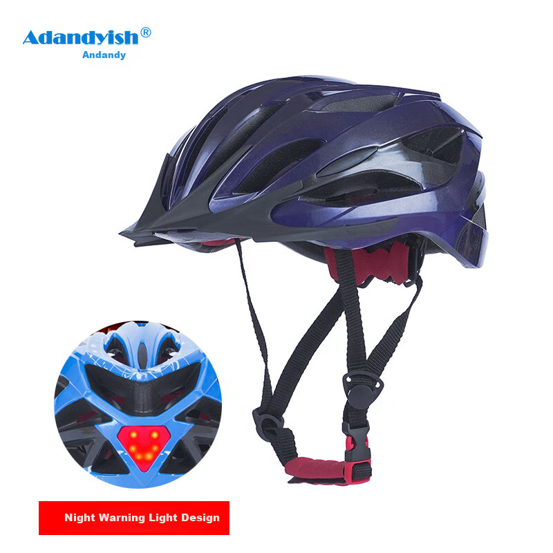 Adandyish Mountain Bike Helmet with Tail Warning Light, Unisex Cycling Helmet for Mountain And Road Bikes, Cycling Equipment, Purple-Gray