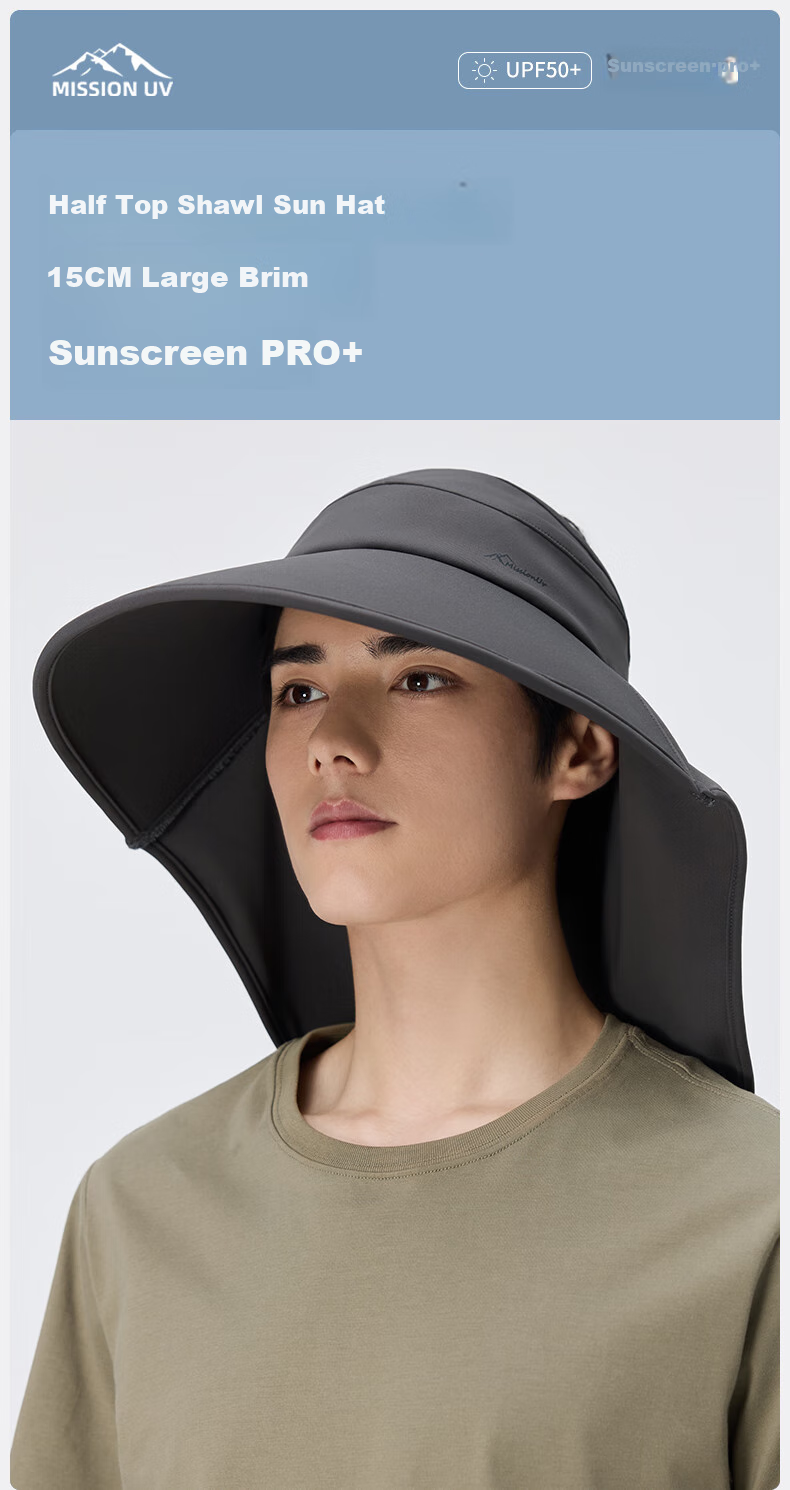 MISSION UV Sun Protection Hat for Men with Face Shield, Fishing Bucket Hat, Hiking Cap, Summer Outdoor UV-Resistant Sun Hat 1