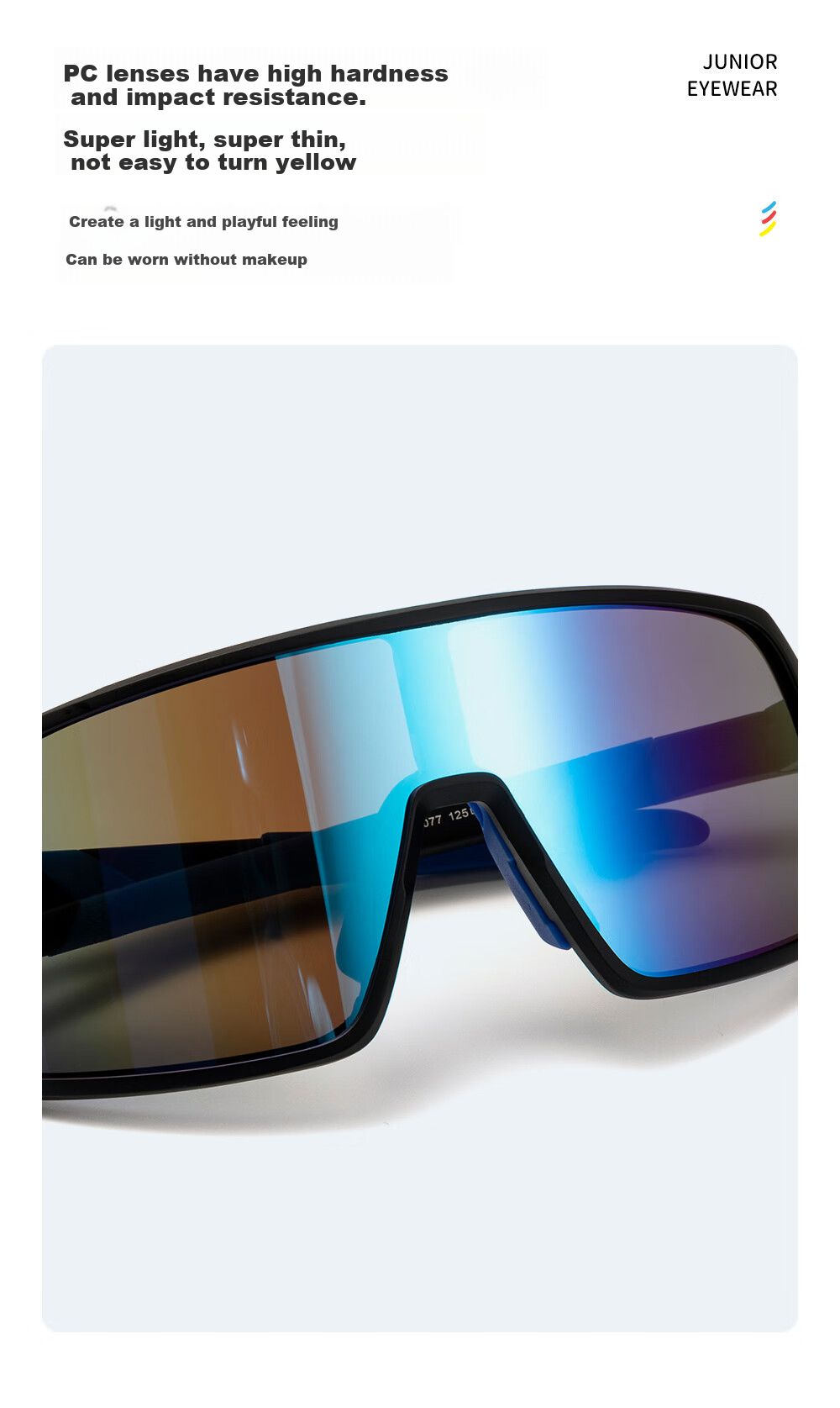 Wanpishu Children's Sports Glasses for Ages 6-12, Cycling Running Sunglasses, UV Protection, Sun Protection, Outdoor Marathon Sunglasses 18
