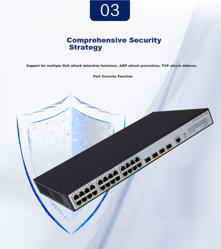 H3C 24 Electrical Ports + 4 Optical Ports, Full Gigabit Layer 2 Web-Managed POE Enterprise-Level Network Switch, Network Cable Power Supply 400W/Port Isolation, S1850V3-28P 3