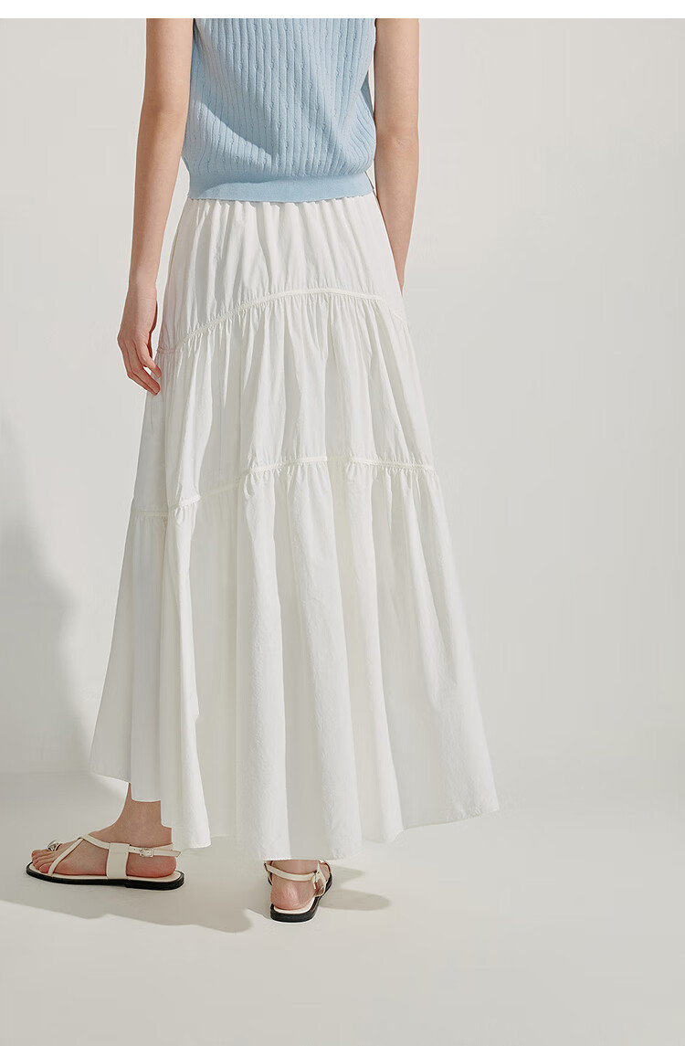 INMAN [Showroom Style] Original Yarn Sun Protection UPF100+ Pleated Skirt, Summer Umbrella Skirt, Cloud White, Size L 12