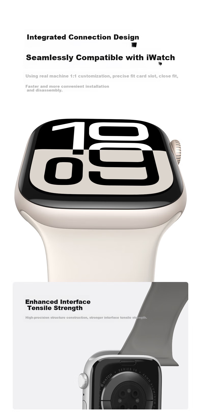 W&P 26 New Apple Watch Band Compatible with Apple Watch Ultra 4/3/2, Breathable Liquid Silicone Strap for IWatch Series 12/11/10/9/8/SE, Starlight Color 11