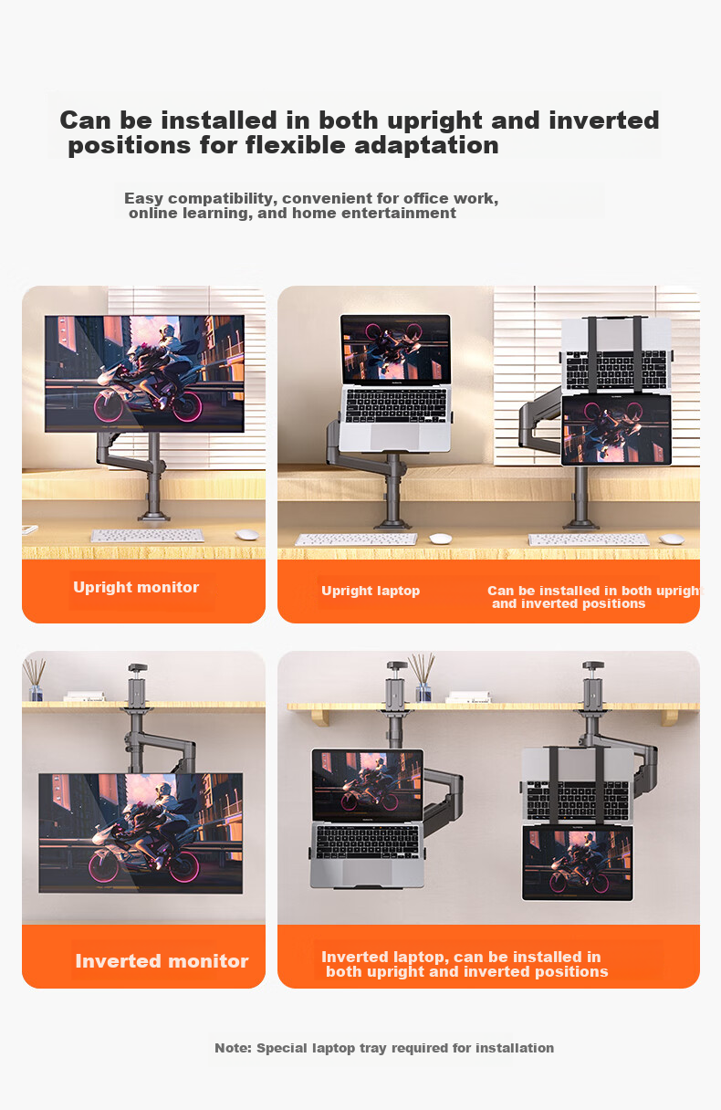 ECOLA Monitor Stand, Arm Column Style, Height Adjustable, Free Floating, Gaming Design, Versatile, Can Be Inverted, Computer Stand, Black 6