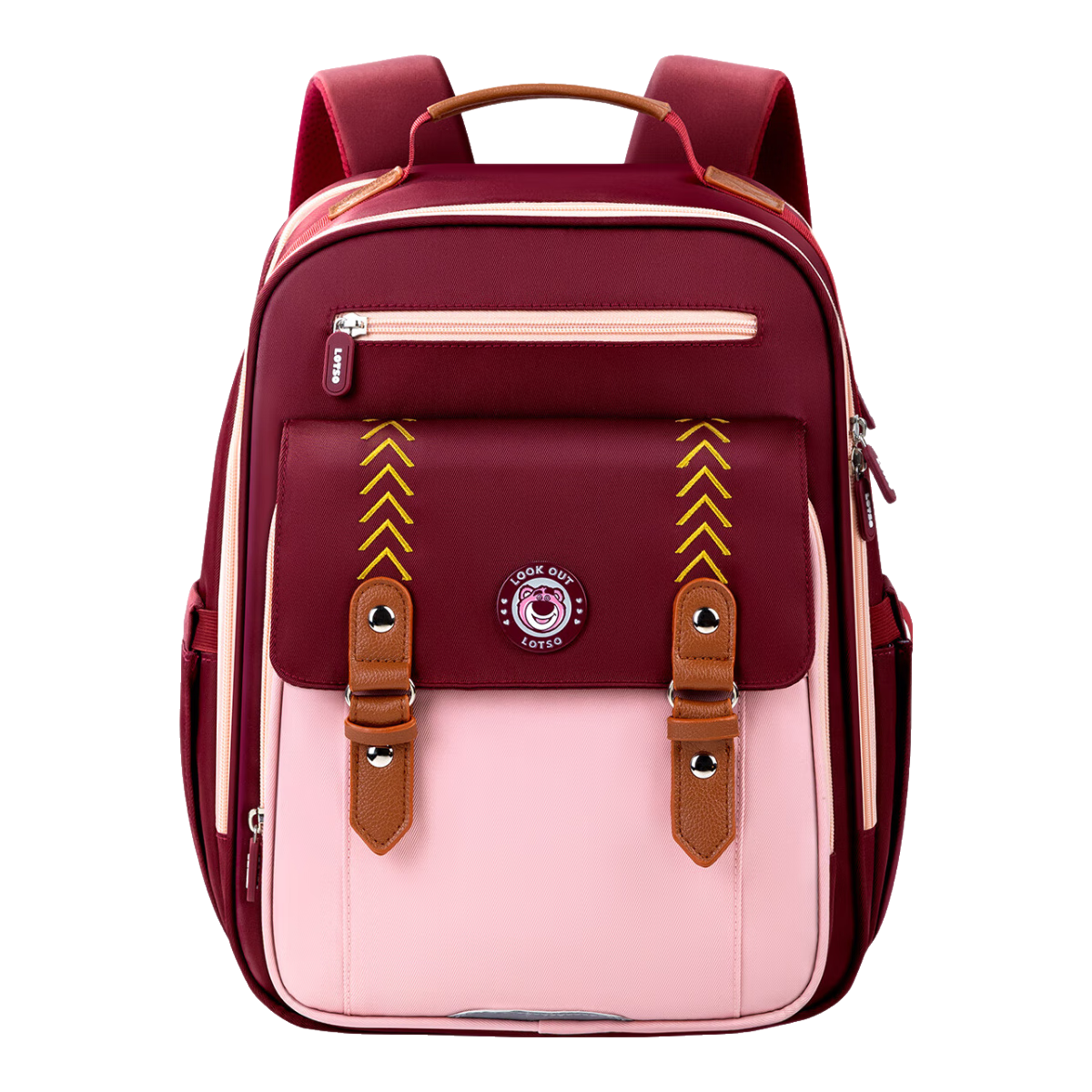 Disney Backpack for Primary School Students Grades 3-6, Spine-Protecting, Load-Reducing, Ultra-Lightweight, Large Capacity, Anti-Drop Children's Backpack for Boys And Girls, Strawberry Bear Desig