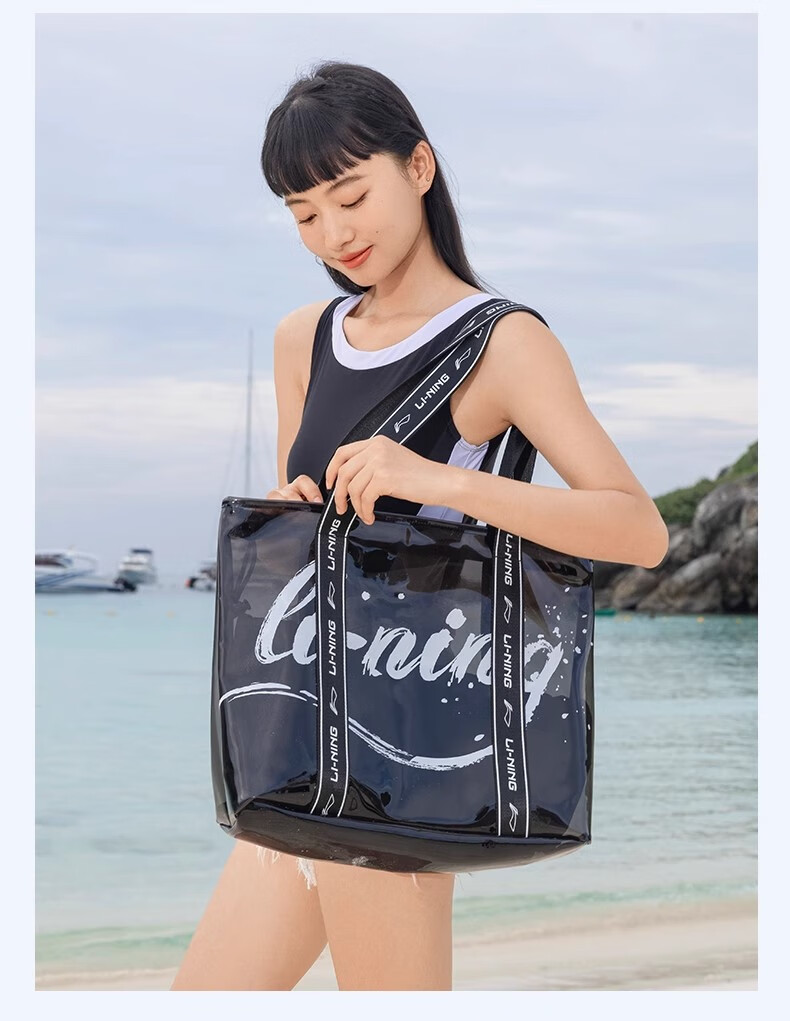 LI-NING Women's Waterproof Swim Bag Dry and Wet Separation Professional Storage Swimming Training Outdoor Shoulder Bag 725-White 10
