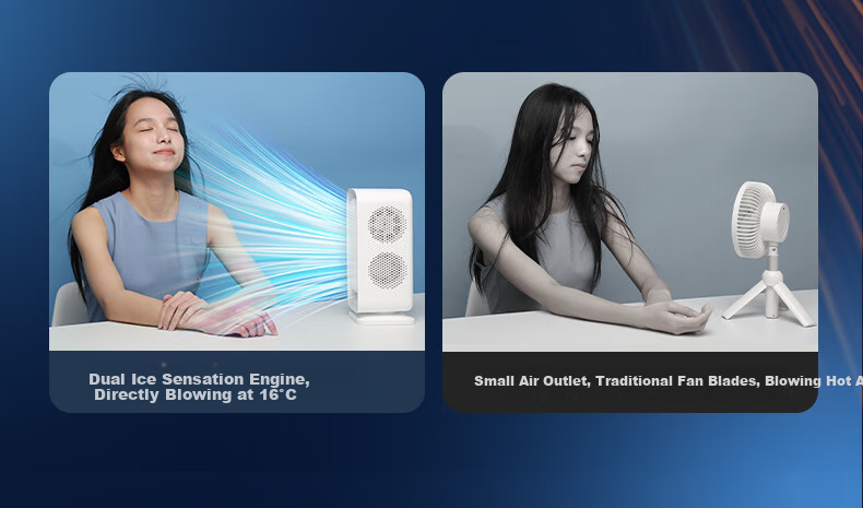 VENIDER [Quiet Desktop Fan] Tabletop Electric Fan Air Cooler Cooling Mini Fan Tower Fan Silent USB Fan Portable Rechargeable Oscillating Desk Fan for Office And Dormitory 8000mAh 8